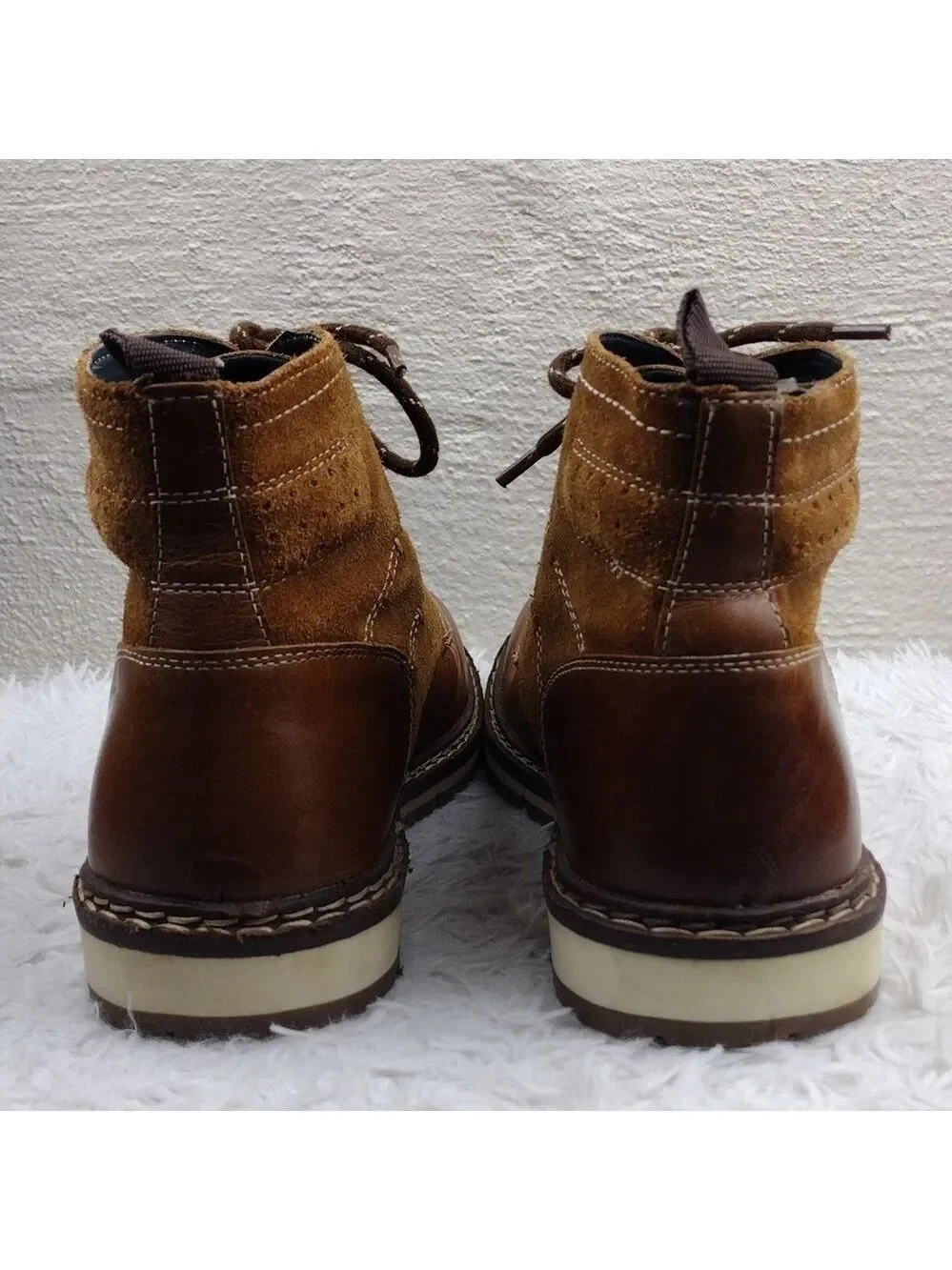 CREVO Drayton Chestnut Suede Leather Round Toe Hook Eyelet Lace Up Ankle Boot